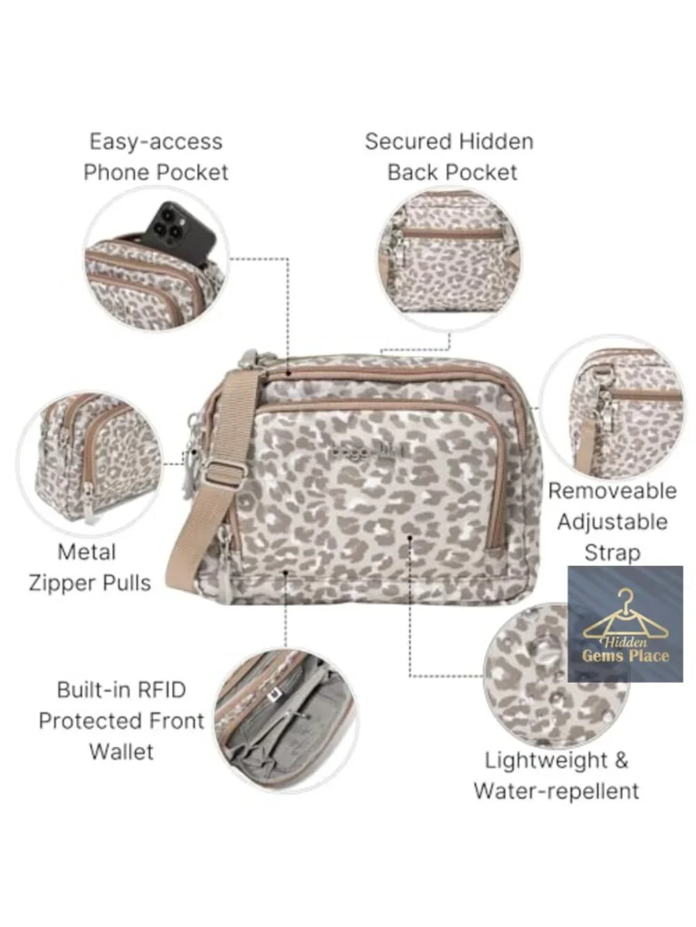 Lightweight Nylon RFID-Blocking Convertible Crossbody Wallet Purse with Zipper